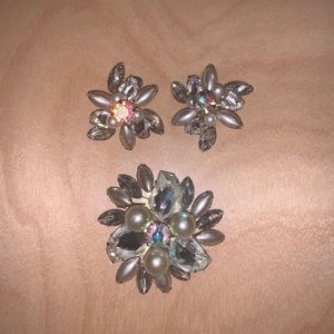 Vintage clip on earrings and broach